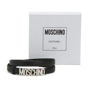 MOSCHINO Skinny Logo Leather Belt